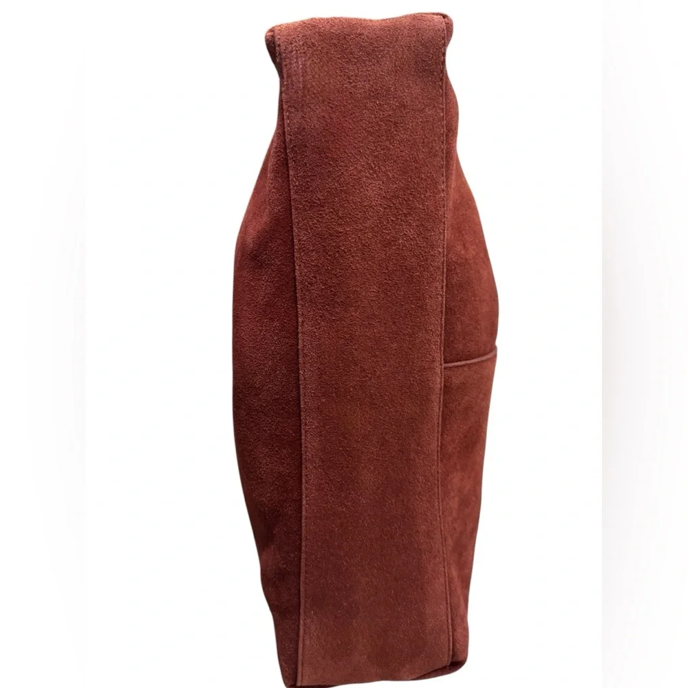 Margot New York Burgundy/Rust Suede Hobo Bucket Bag - Picture 8 of 12